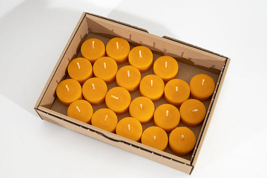 Beeswax tea lights, 12 pieces