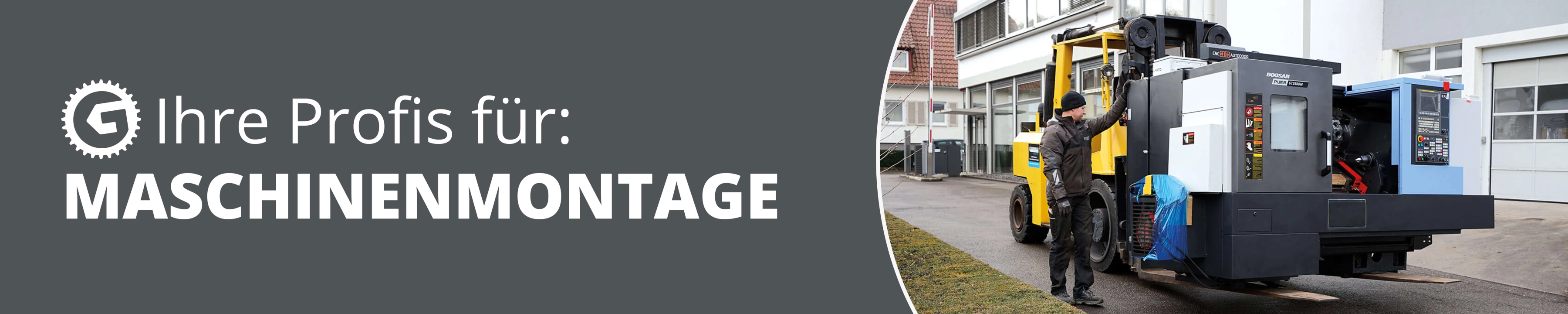Maschinenmontage mit Gabelstapler
