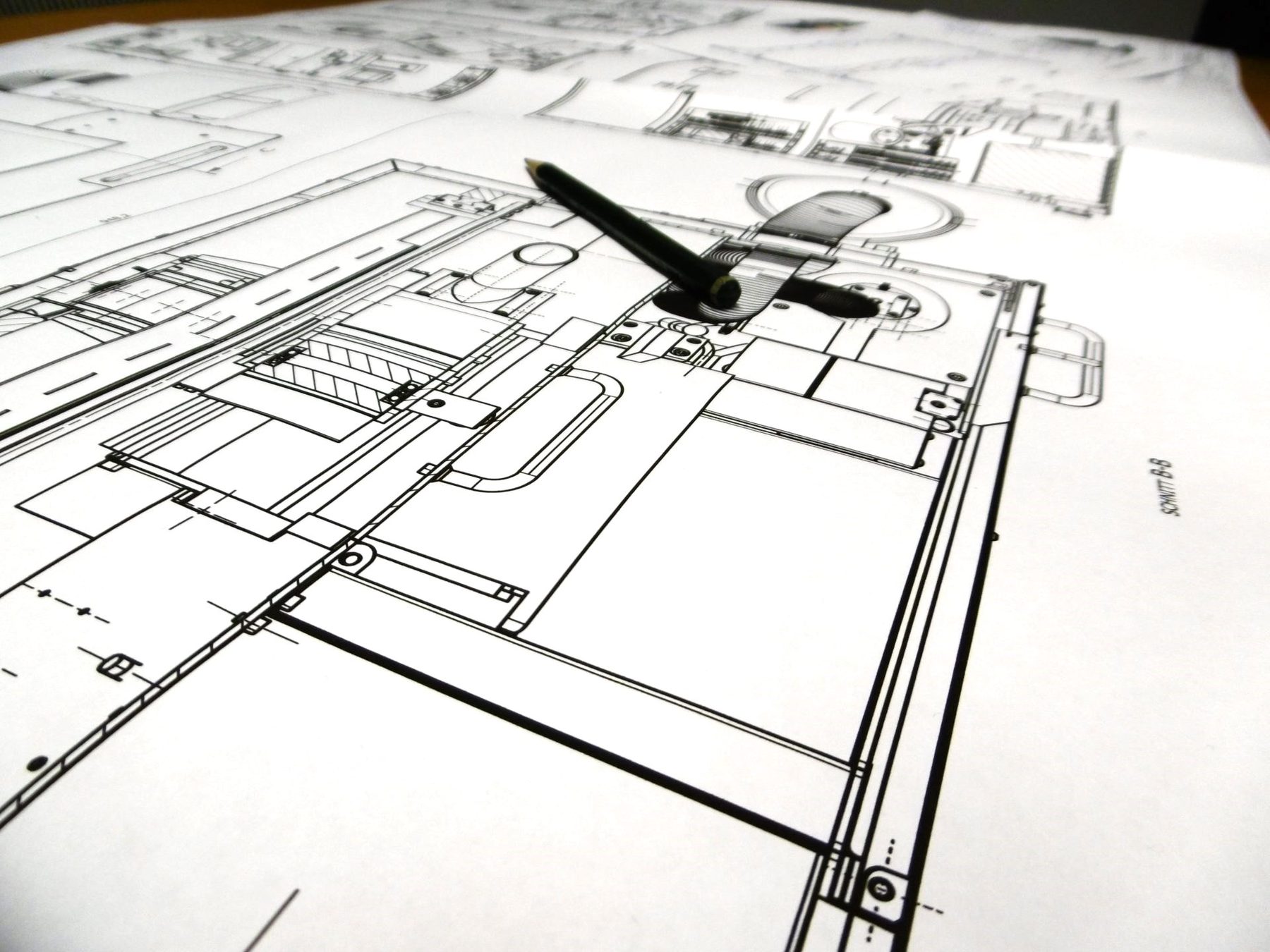 Engineering: technical drawing of a special machine