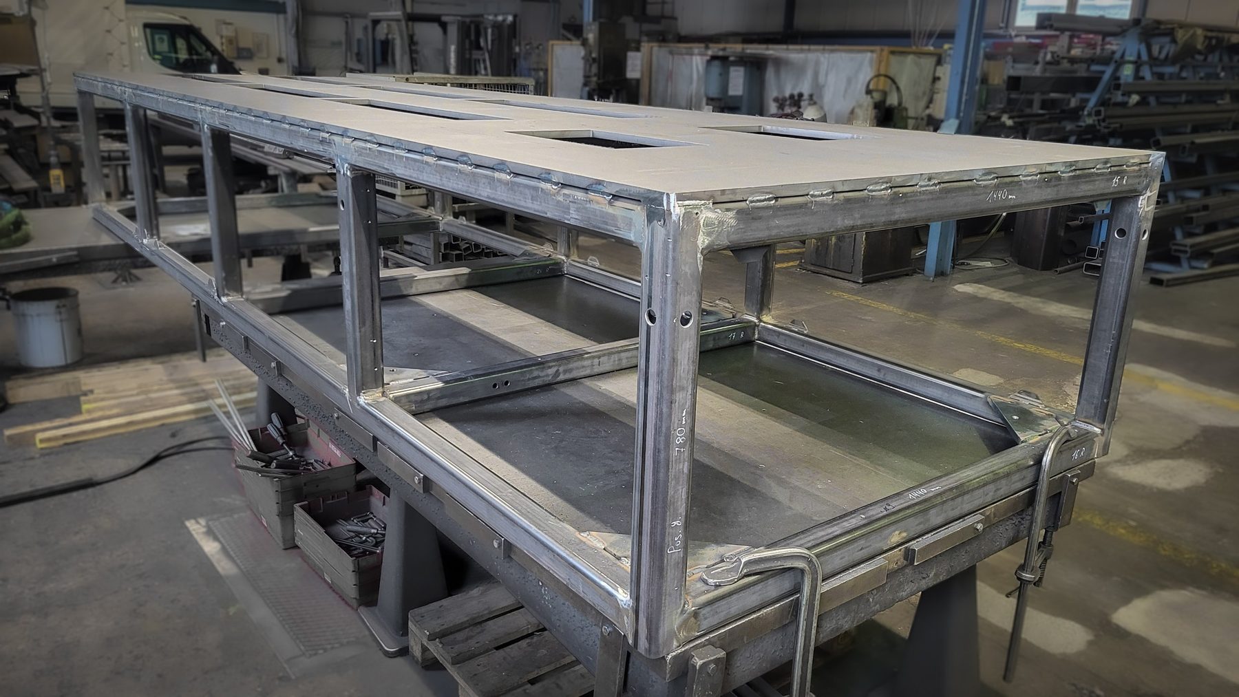 Welded frame made of rectangular tubing