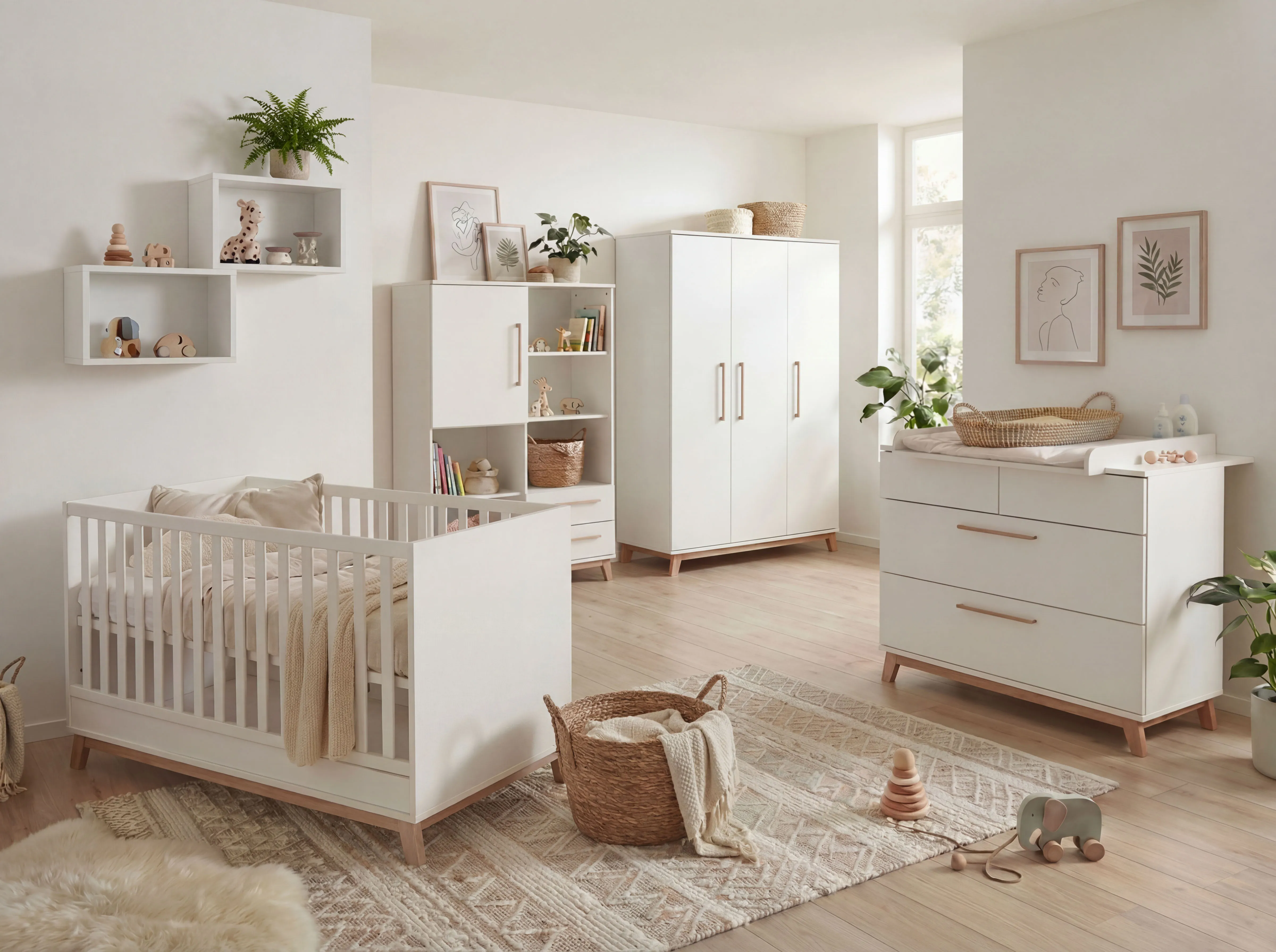 6-teiliges Babymöbel-Megaset »Lina« in Kreideweiß
