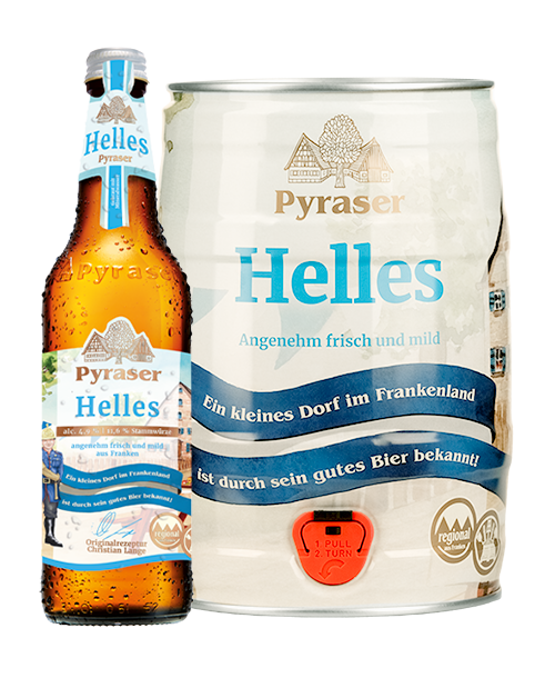 Pyraser Helles bottle and keg