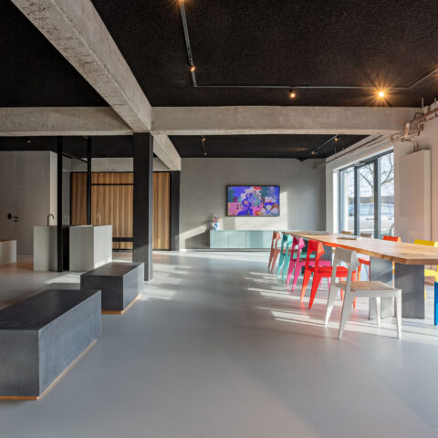 Designer kitchen with concrete worktop