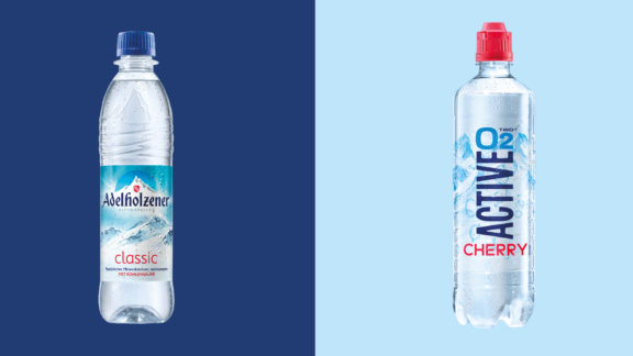 Mineralwasser und Erfrischungsgetränke der Marken Adelholzener und Active O2