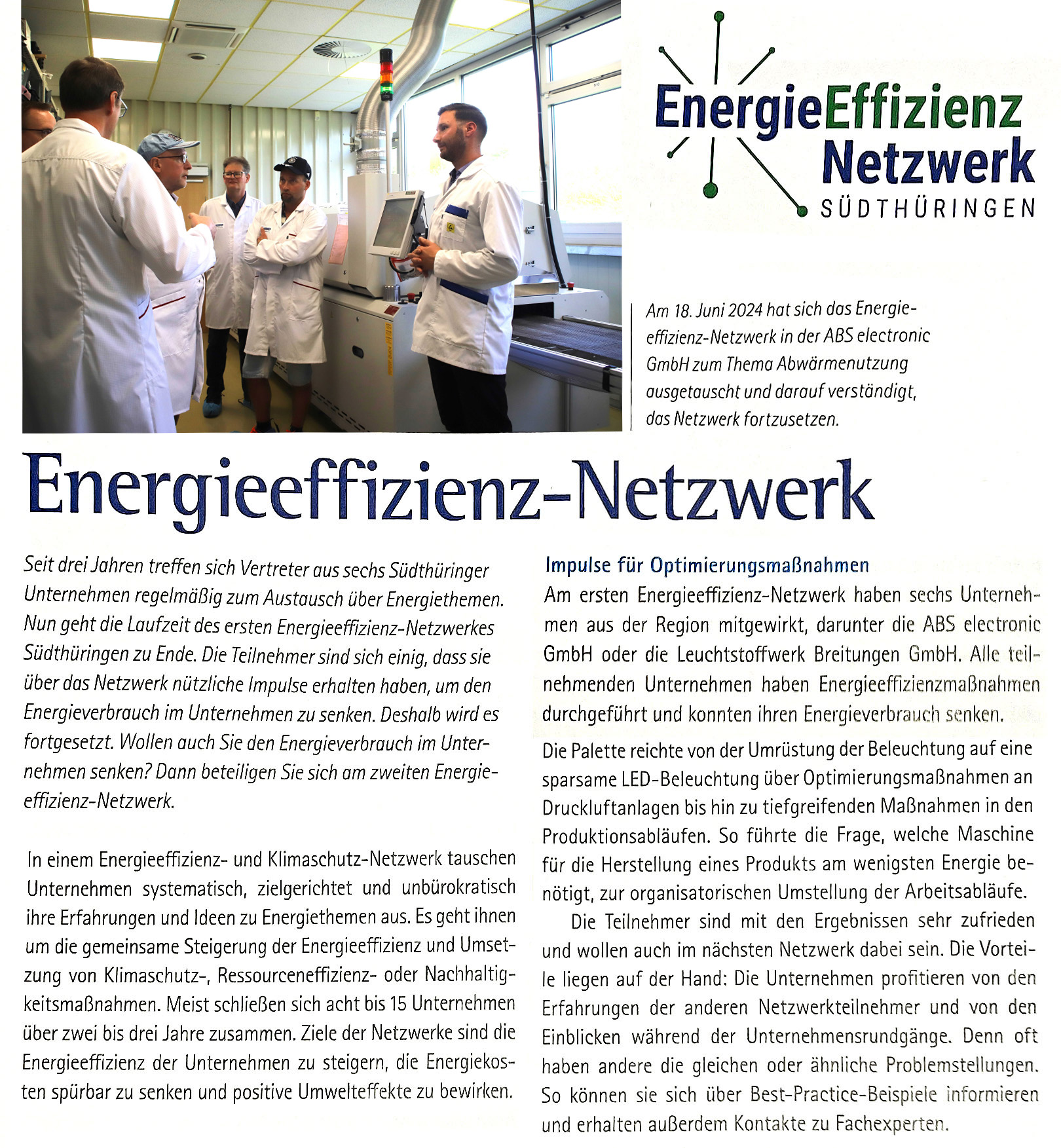 Energieeffizienz und nachhaltige Firmenentwicklung am Standort Meiningen