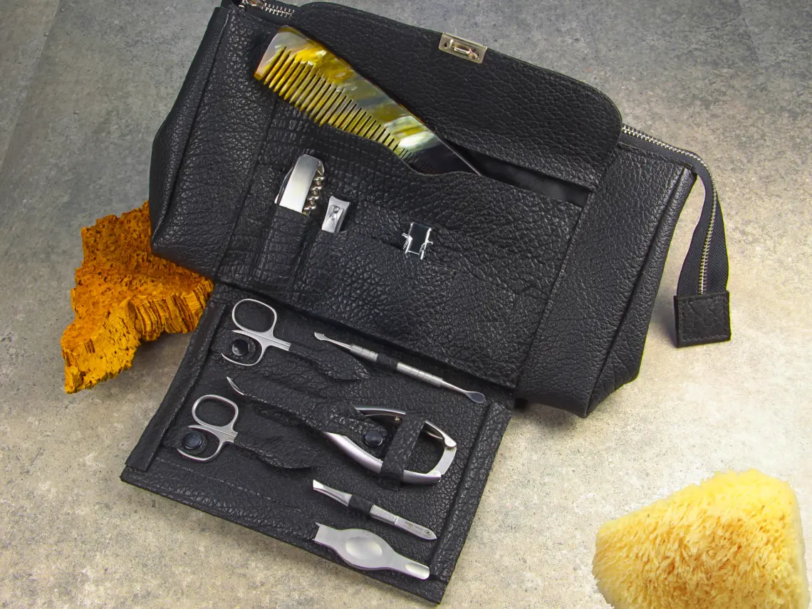 Leather toiletry bags