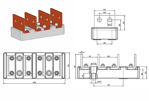 Motoren-Klemmbrett LK101 mit L-LS201 (2x Ø11mm)