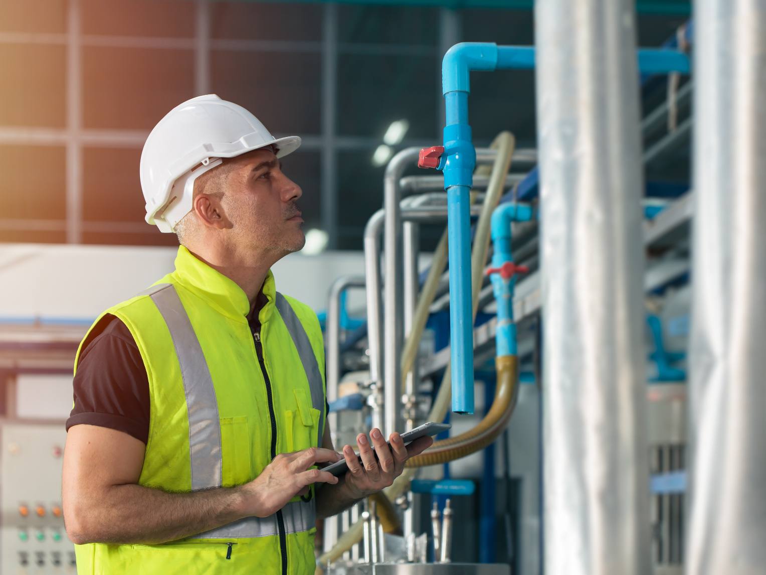 Ingenieur im Werk bei der Anlagenprüfung