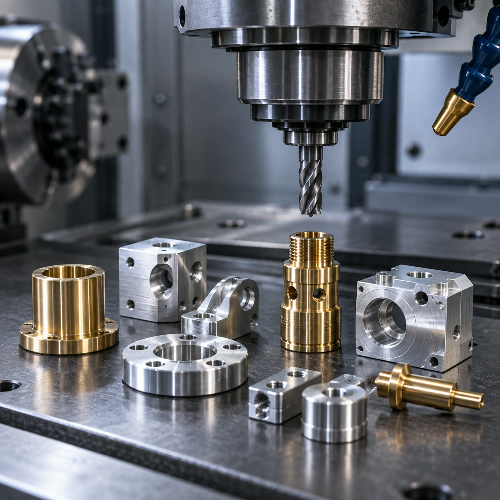 CNC-machined components made of aluminium and brass
