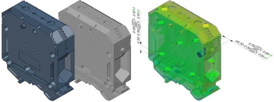 CT-Volumenmodell mit Falschfarbenvergleich