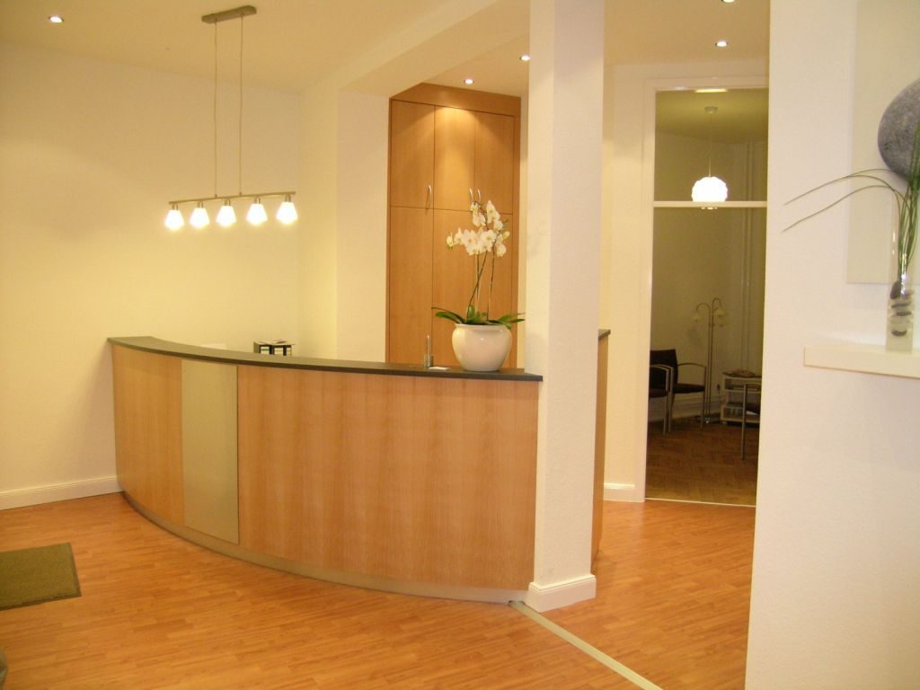Curved sales counter
