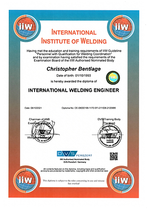 Diploma DVS-IIW/EWF International Welding Engineer
