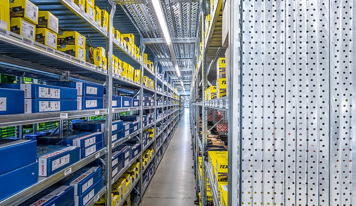 Shelving rack in the parts warehouse